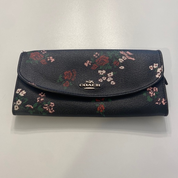 Coach Handbags - Coach Leather Dark Cross Stitch Slim Envelope Wallet